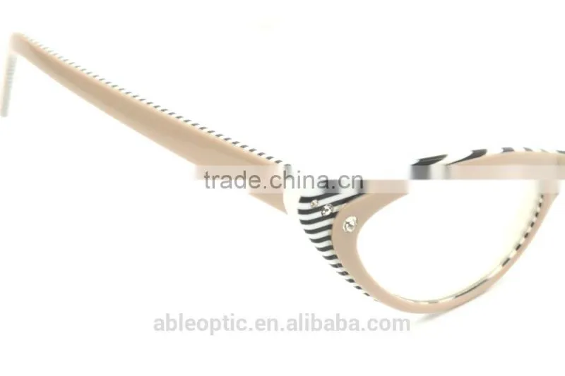 UNIQUE fox eye shape fashion design student acetate hand made spectacles optical frames eyewear eyeglasses with diamond