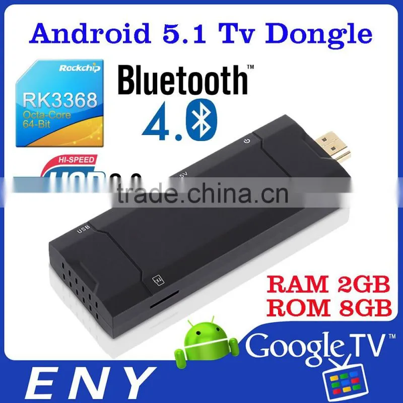 Android 5.1 Octa Core Android TV Stick RK3368 64Bit CPU BT 4.0 Kodi 4K2K ENYBOX A1RK3368 Octa Core TV Dongle