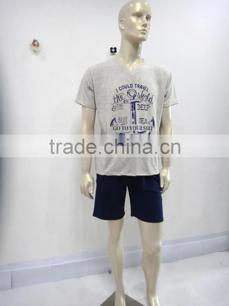 Leisure personality letter top with comfortable cool shorts pajamas men