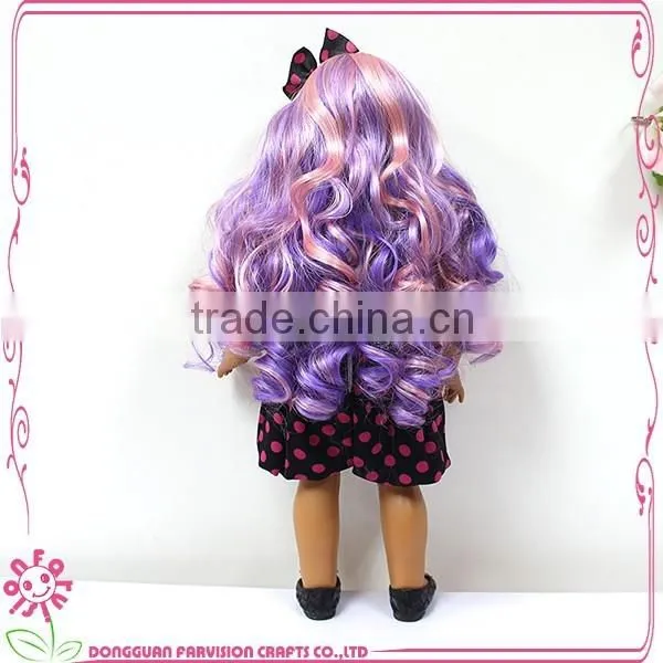 new arrival custom colorful long hair bow girl baby doll for kids