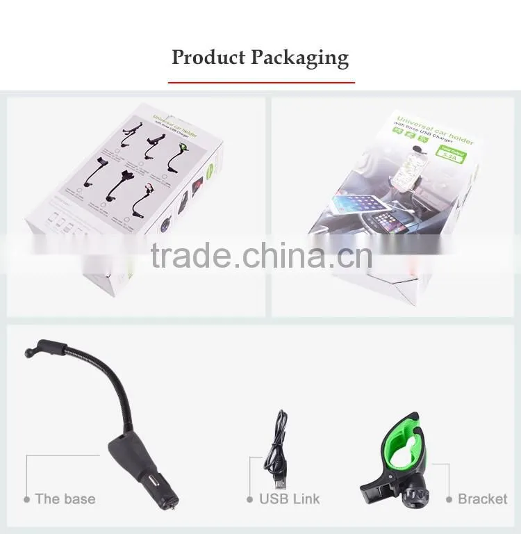 Universal adjustable car charger holder with 360 rotation and anti-slip design