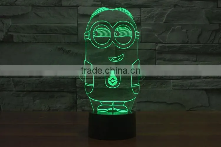 Home decoration LED night light lamp 3D illusion for children baby bedroom,Despicable Me Minions shape christmas gift