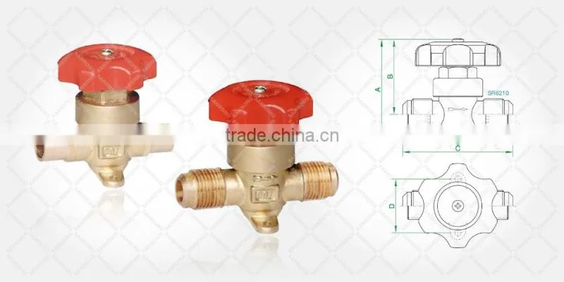 Sanrong Air Conditioner Threaded Shut Off Valve, Welded Brass Stop Valve, Two Way Refrigeration Valve