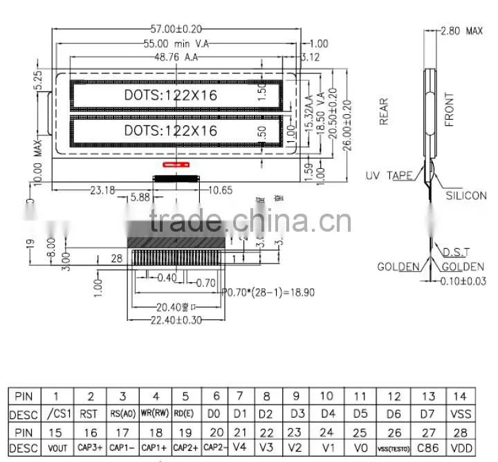 12232 COG module display,transflective lcd display