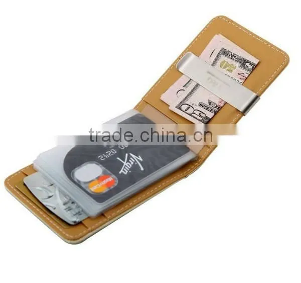2016 Wholesale customized new fashion leather wallet with clip,money clip wallet