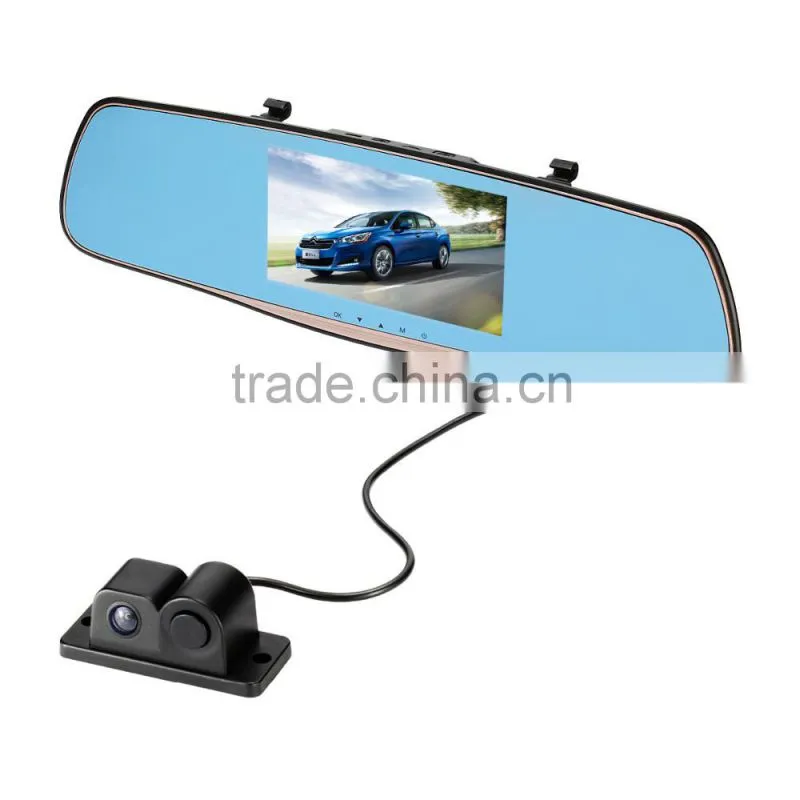 dual lens camera Car Dvr Rearview Mirror Camera 5 inch HD Display with Reversing Parking Sensors Backup Camera user manual
