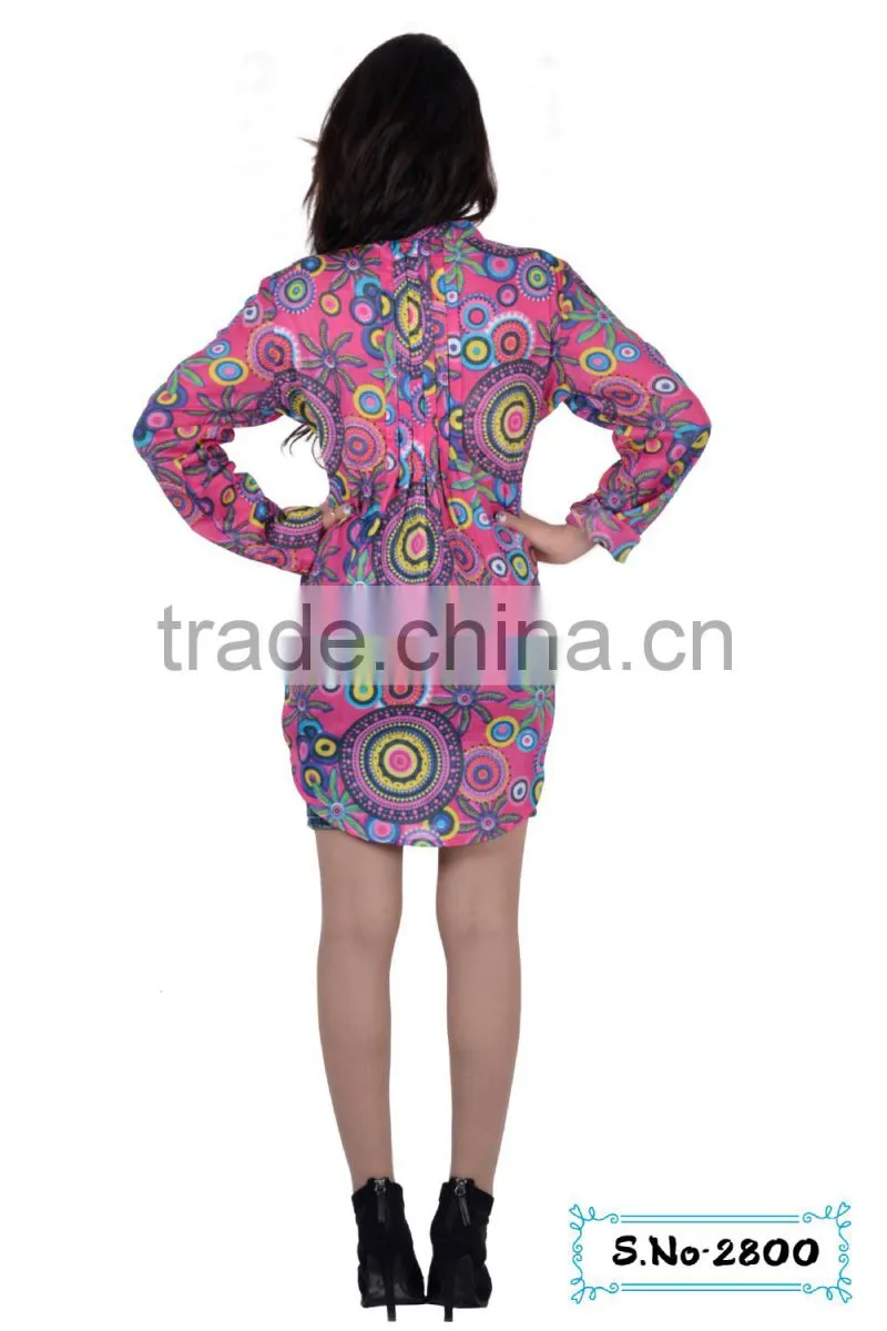 2800 Cotton tunic women Printed Tunic Kurti Fashion Dress summer cotton printed short dress