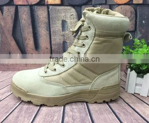 Leather fashion army man police combat black tactical boots