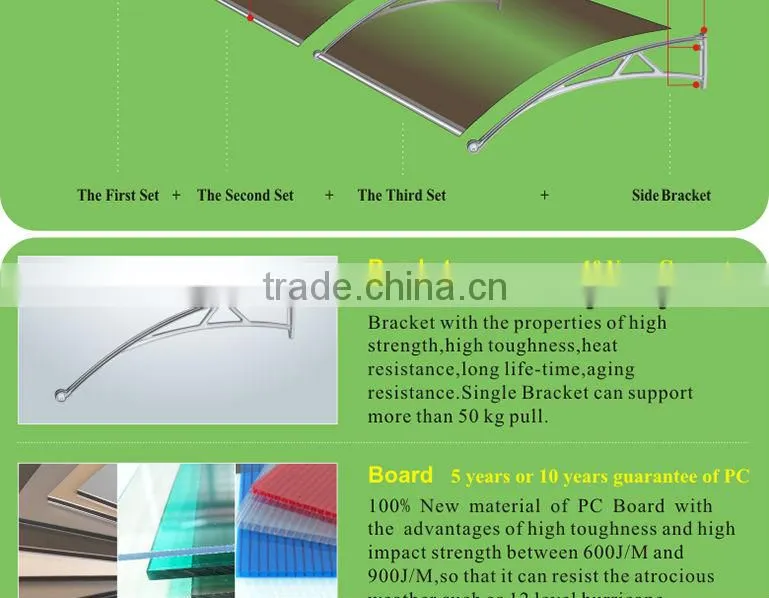 Outdoor diy polycarbonate pastic cheap awnings