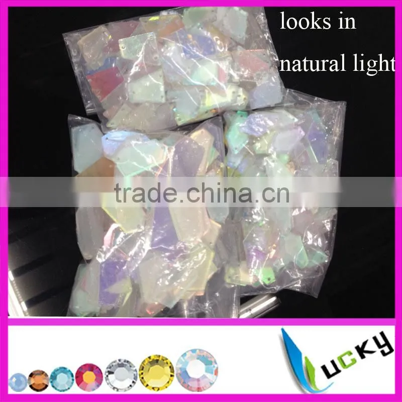 shape sew-on acrylic mirror rhinestone for long dress
