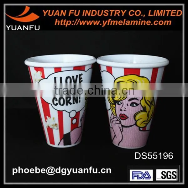 Modern design melamine white popcorn bowl