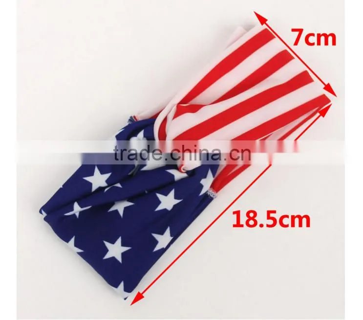 The new baby children's hair accessories National Day flag models rabbit ears bow cross with the new foreign trade