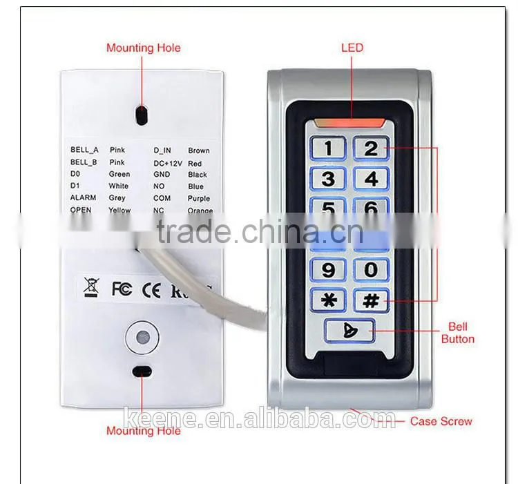 Wiegand input backlight metal rfid waterproof control keypad