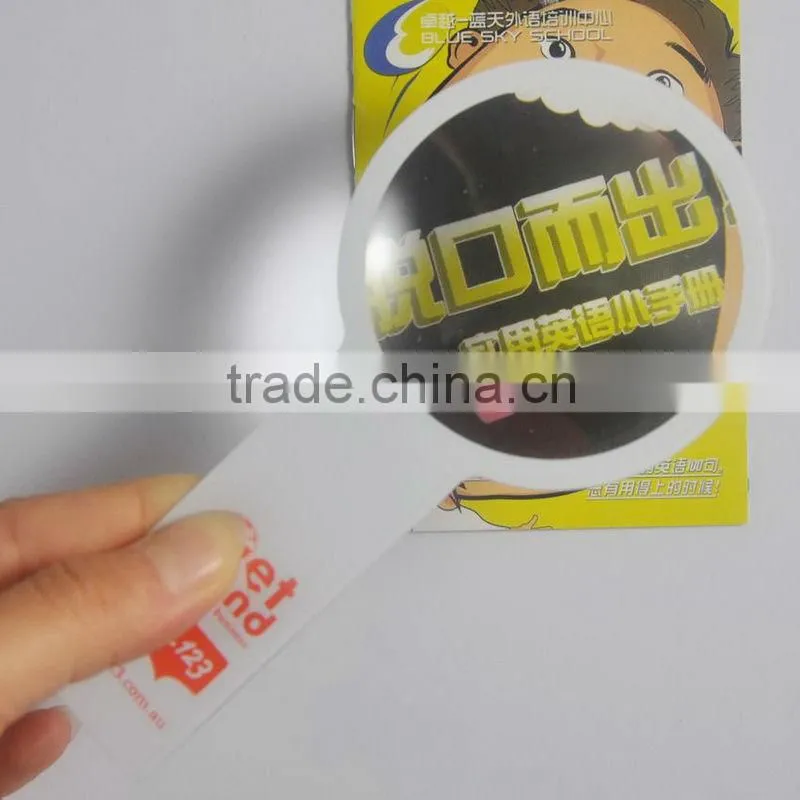 Promotional Business card pvc magnifier , pvc magnifier bookmark , magnifying glass business cards