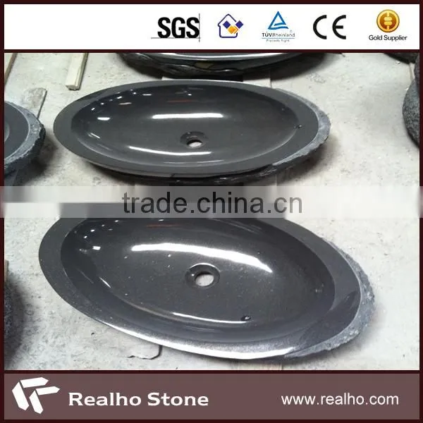 Natural Stone Grey Round Wash Basin for Bathroom