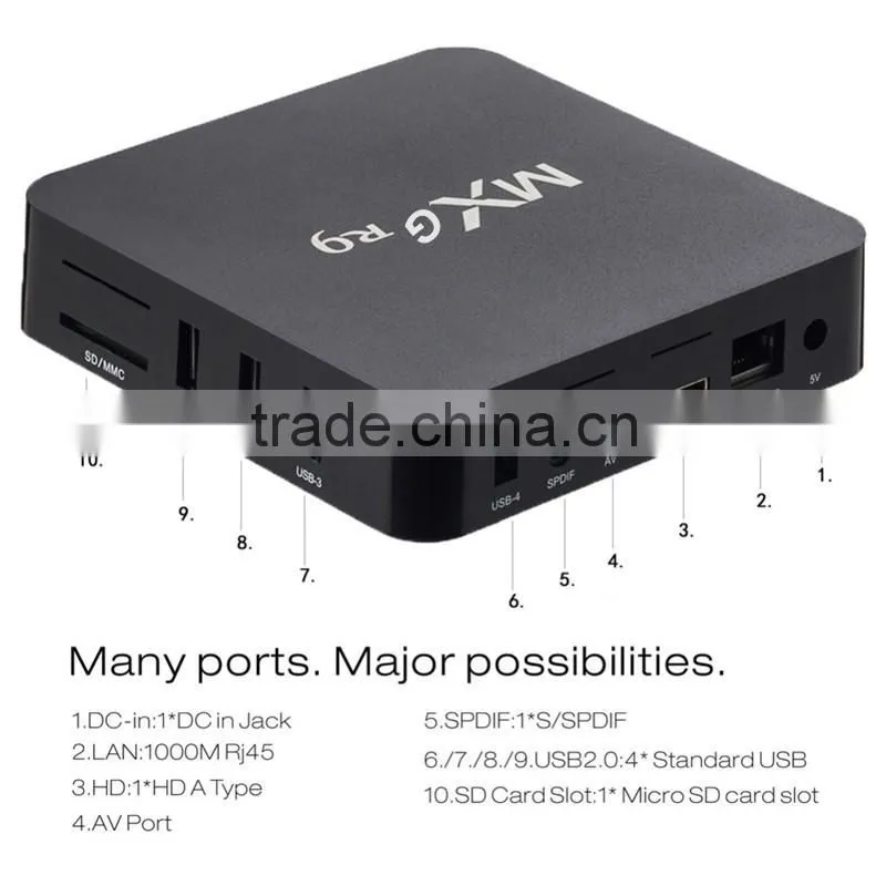 2016 New RK3229 hd kodi 15.2 MXG 4K Smart Android 4.4 TV Box MXG R9 Smart TV BOX