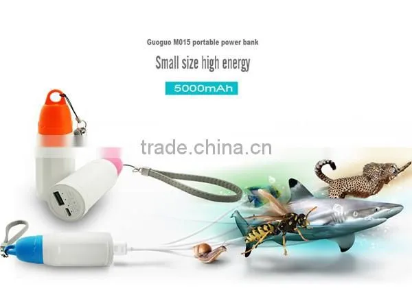Guoguo 5000mah long lasting portable travel power bank with shaking indicator for iphone7