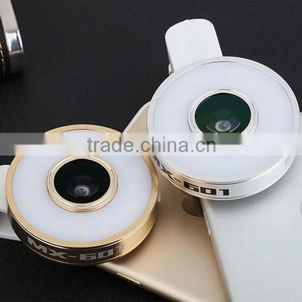 Universal 3 in 1 Smartphone Camera Wide Angle/Marco/Fisheye Lens With Selfie Light