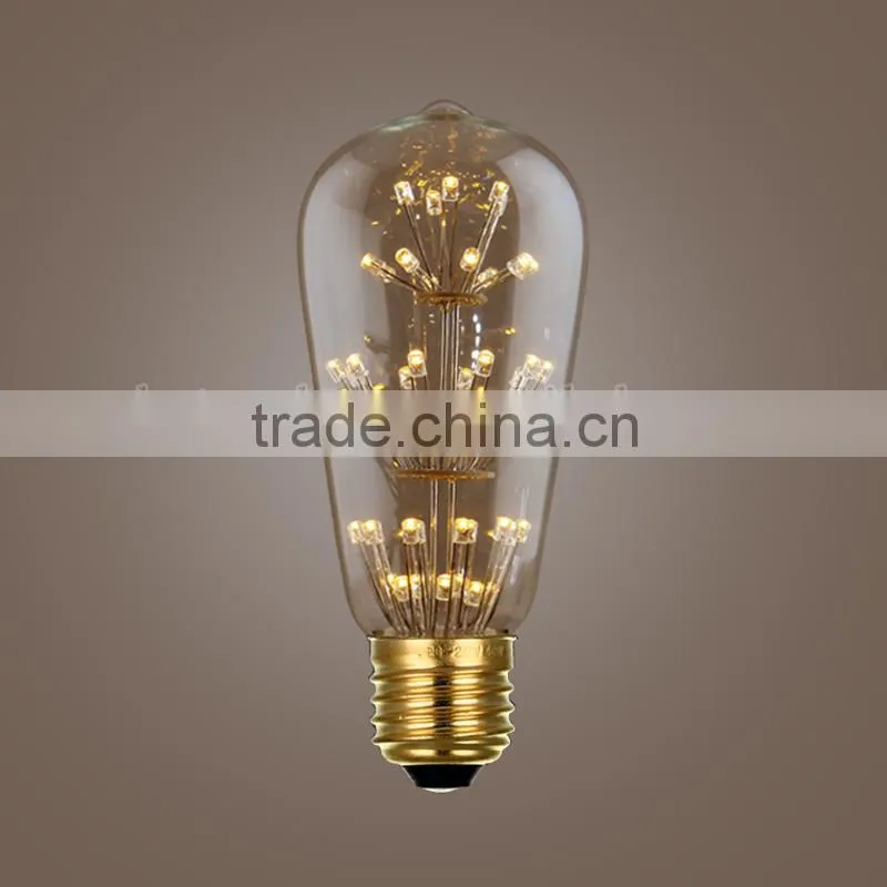 2016 New Vintage Led Firework Filament Bulbs T30/G95/ST64/ST58 Edison Style Led Bulb Decorative E27 E26