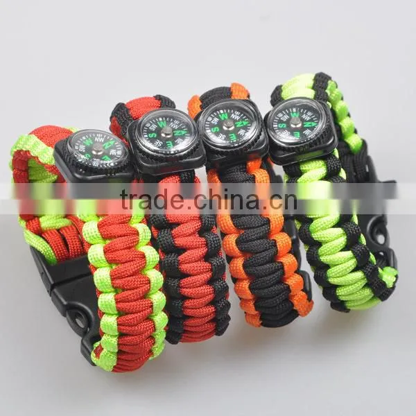550 paracord bracelet with whistle buckle, paracord bracelet with compass
