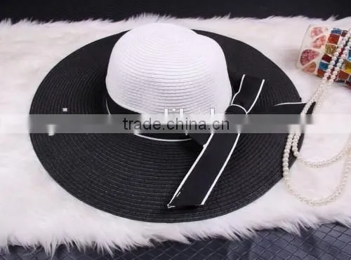 2016 latest design summer beach paper straw hat younger girl favourite bowknot ladies cheap straw hat
