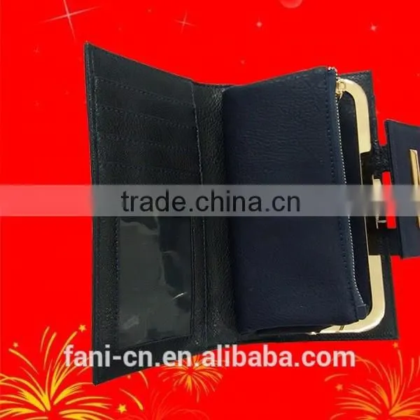 Newest arrival PU leather wallet with elastic strap and hinge design for woman