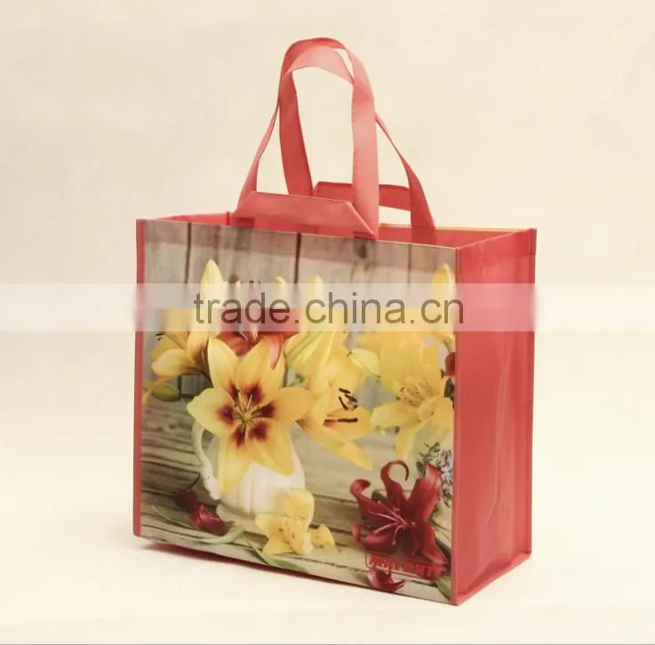 2015 hot sale recyclable bopp laminated tote pp woven shopping bag
