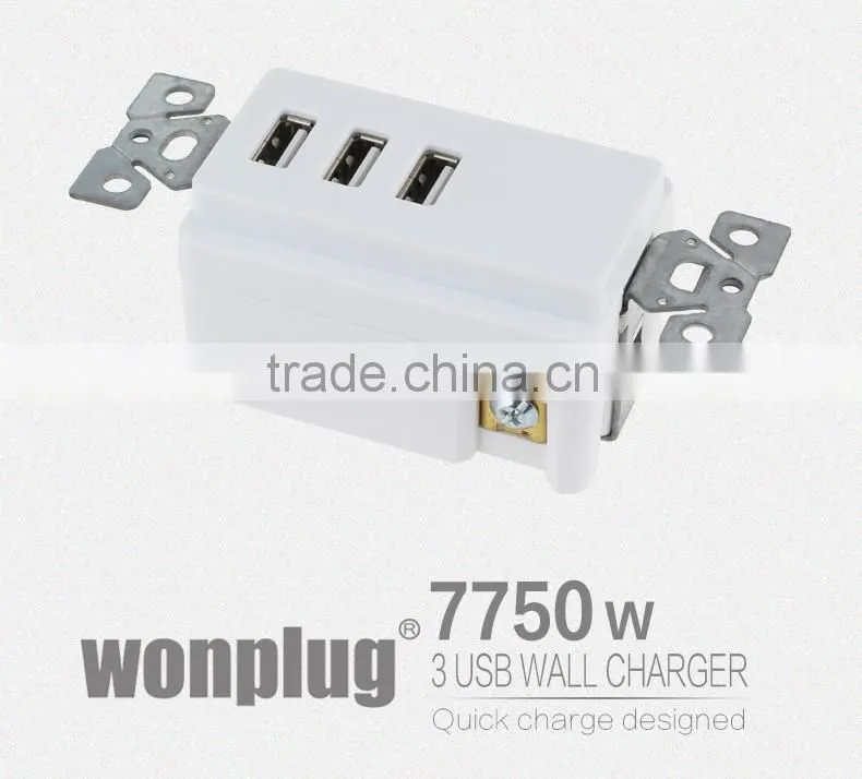 Wonplug Wiring Device3 Port USB Wall Plate Charger