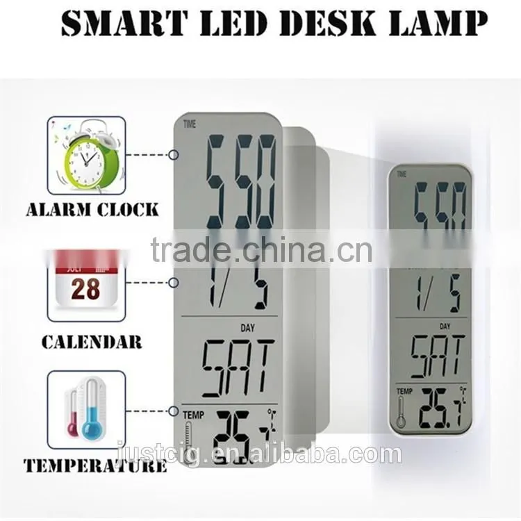 Factory LED Desk Table Lamp Rechargeable Portable Light Calendar Alarm Colck