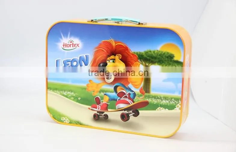 small rectangle cute metal luch tin box for child