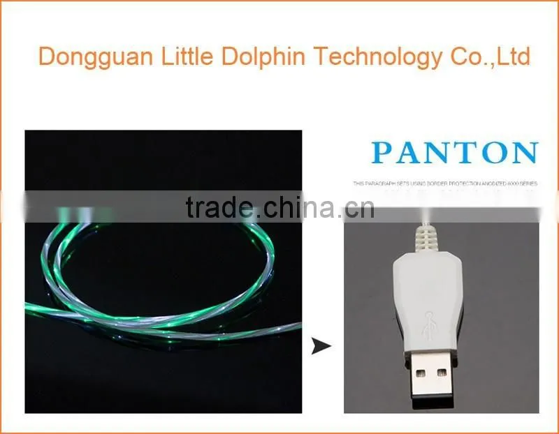 new technology usb charging cable dual color flash light LED usb otg cable for ipad mini