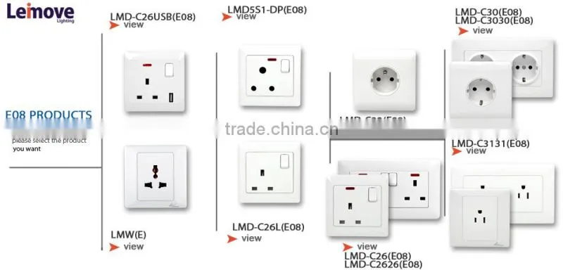 universal energy saving ac 220v wall socket with fuse
