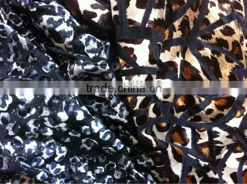 leopard dot brushing stretch velvet fabric