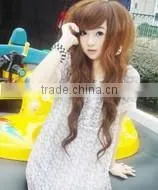 2014 hot fashionable long shag curly wig with bangs