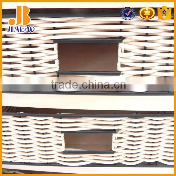 Rattan white storage cabinet