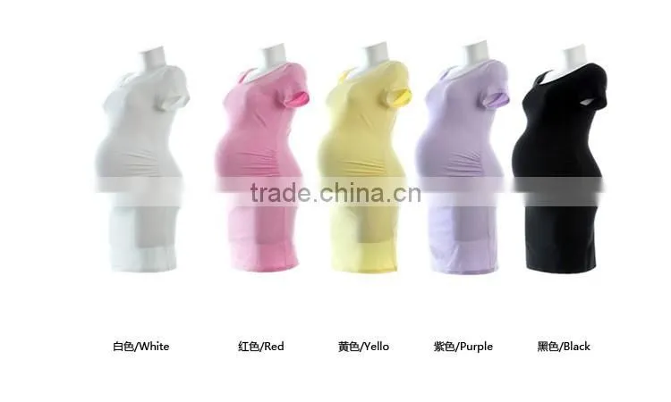 Newest style summer maternity dress clothes O neck short sleeve elastic plus size