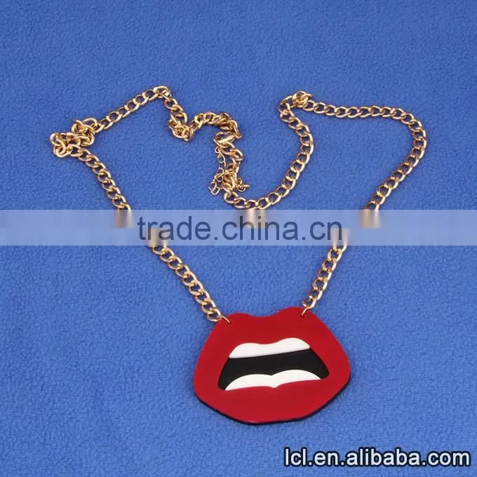 Hip hop necklace fashion lip pendant, for party simple necklace