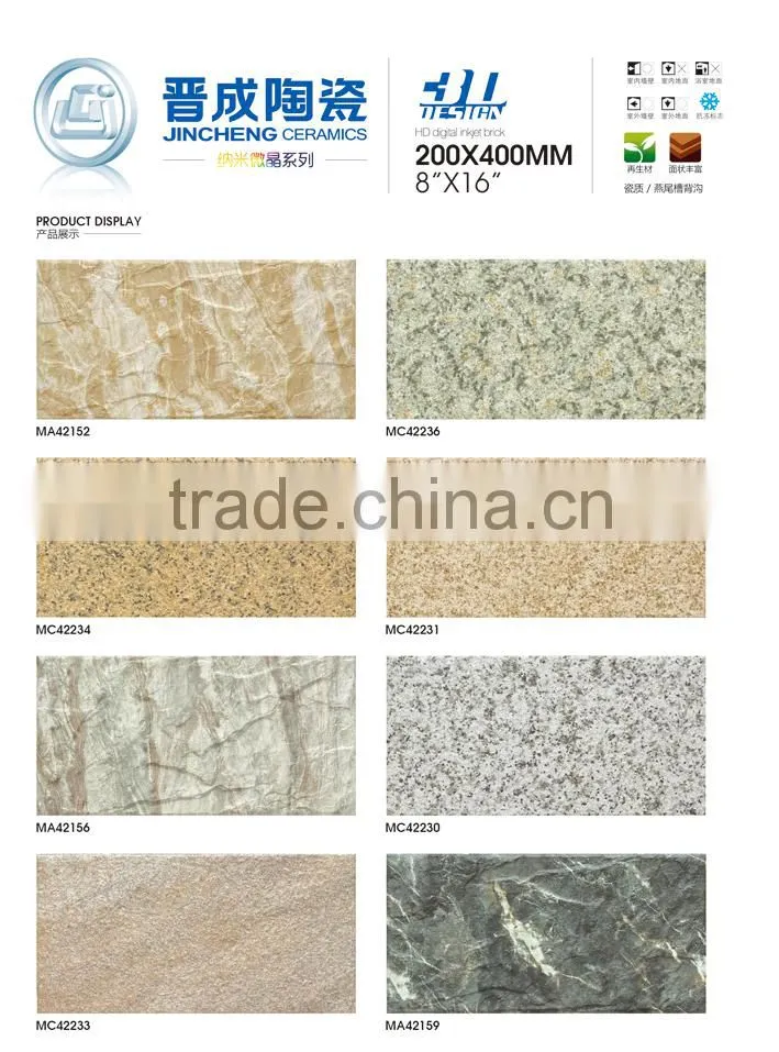 200x400mm rustic porcelain decorative outdoor wall tile
