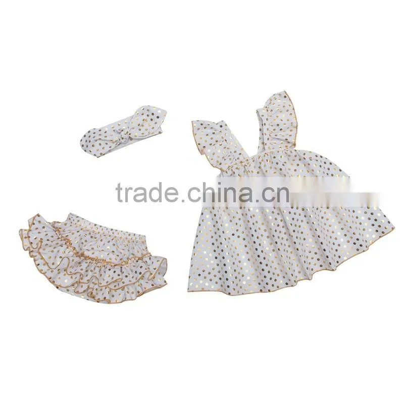 2016 Boutique Fashion New Style Children Outfits,Baby Girls Sparkle Swing Outfits With Headbands And Ruffle Bloomer