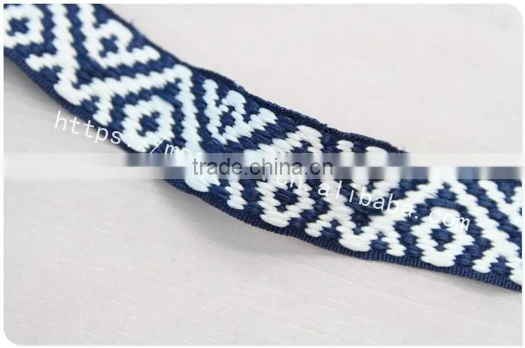 High quality polyester 20mm ethnic woven yarn dyed webbing for garment