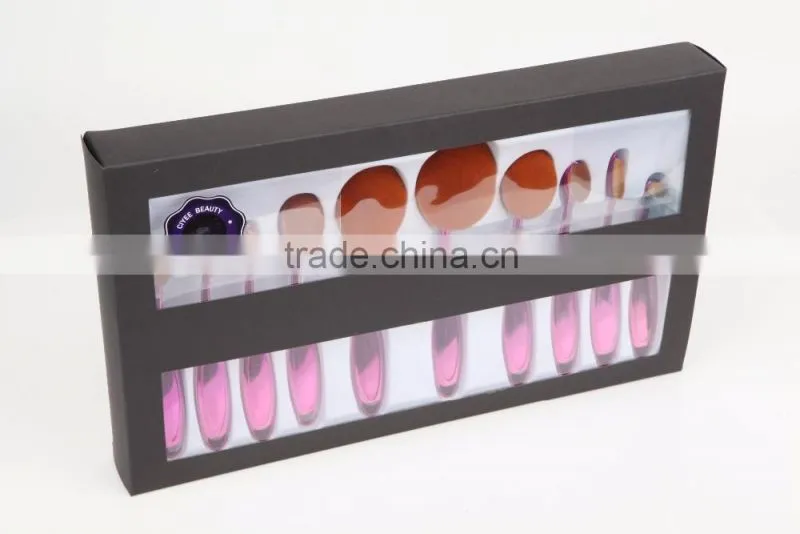 New High Quality 10pcs oval make up brush set, Oval foundation brush