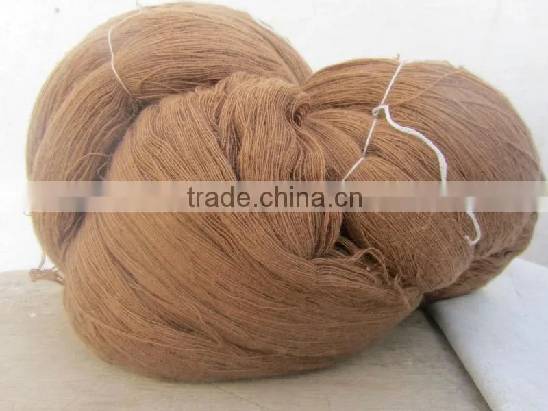 100% Chinese sheep cashmere yarn,14/1NM, dyed brown color
