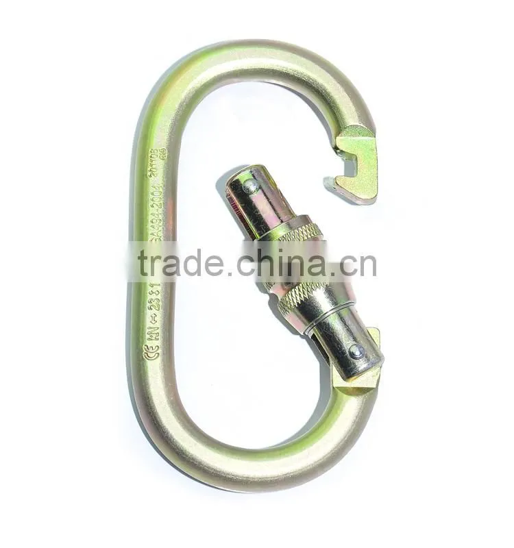 Oval Screwgate locking Safety Steel Carabiner with EN 362, EN 12275 for Climbing Height work/ Mountain Rescue