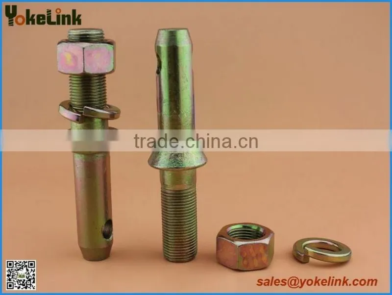 Yellow zinc Lift arms pin with nut and washer