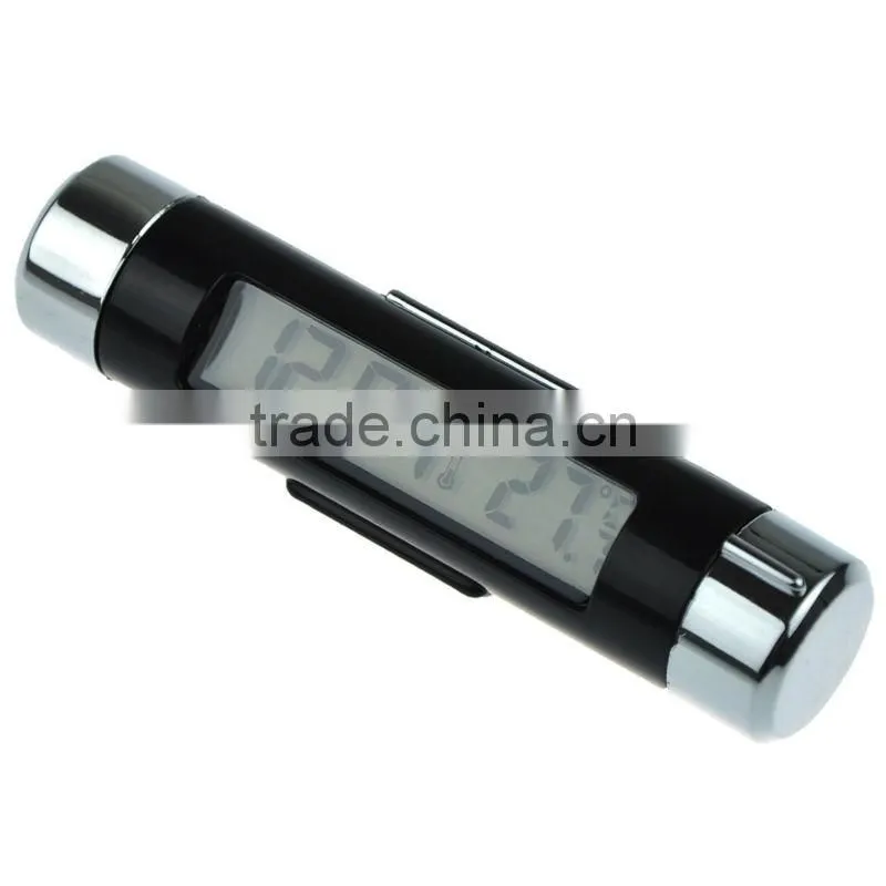 Clip-on LCD Backlight Practical Car Thermometer Automotive Digital Clock