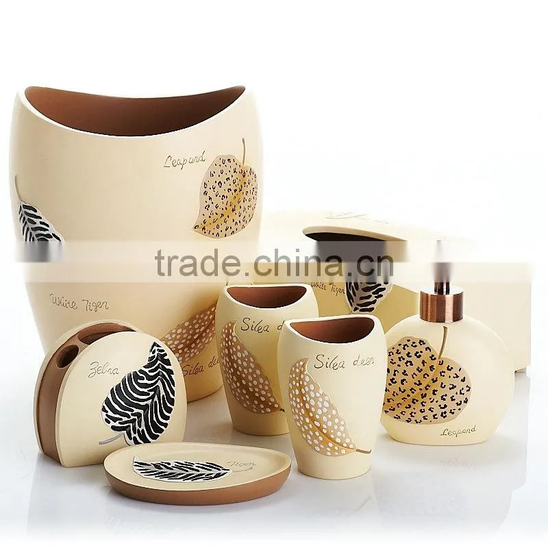 6 Pcs resin elegant Bathrooom Accessories Set, wedding gift bathroom accessory set