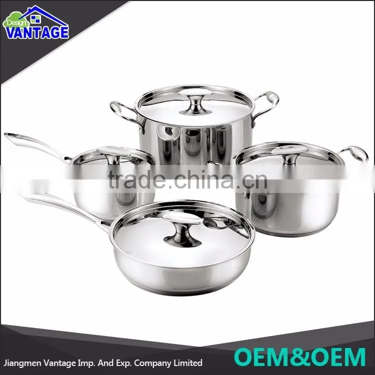 Mirror polishing popular designed Stainless Steel mini cooking pot with cast steel handle and lid