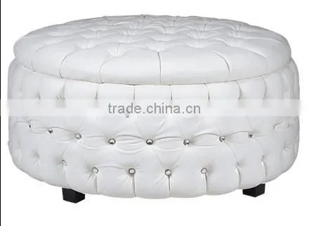 Round ottoman button tufted sofa