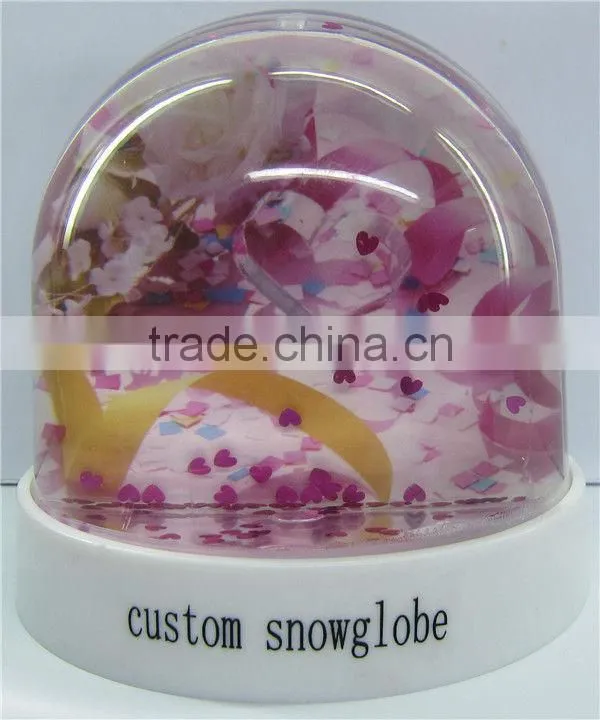 Plastic love flower photo holder snow globes