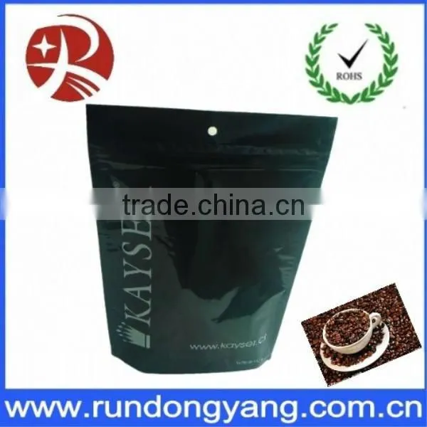 New style printed plastic coffee bag with zipper /bottom gusset bag